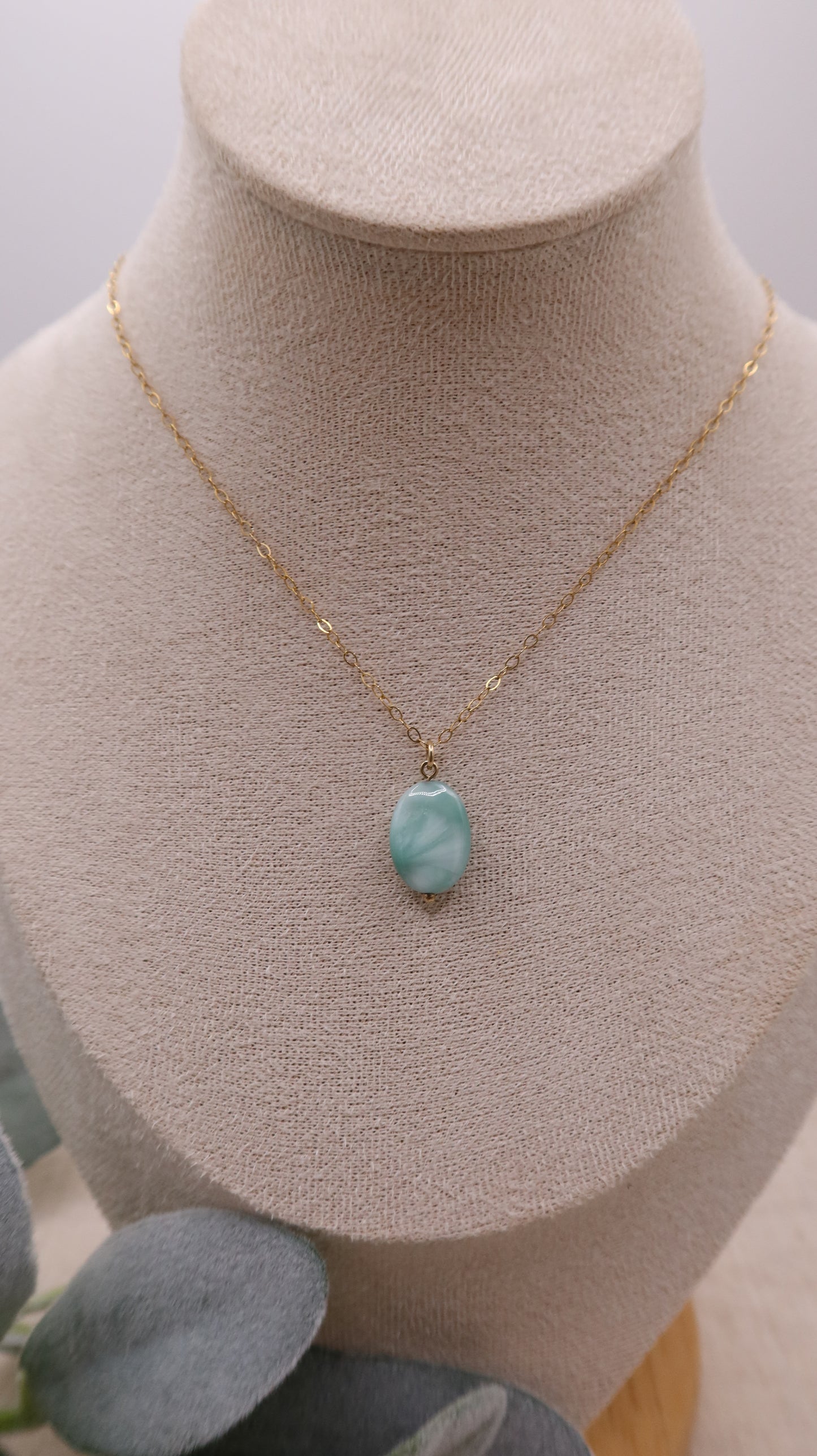 Moonlit Meadow Necklace | 14k Gold-filled & Green Moonstone