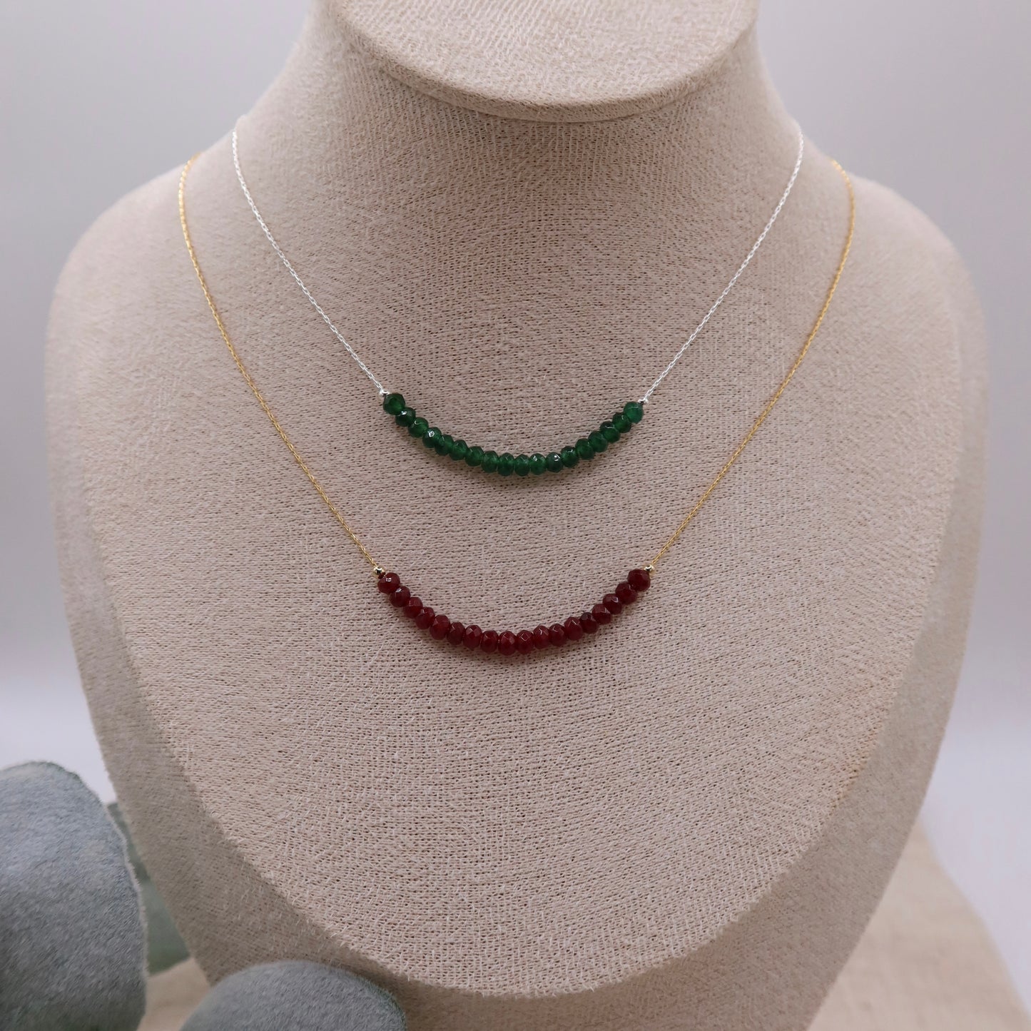 Holiday Sparkle Necklace | 14k Gold-filled | Sterling Silver & Jade Gemstones
