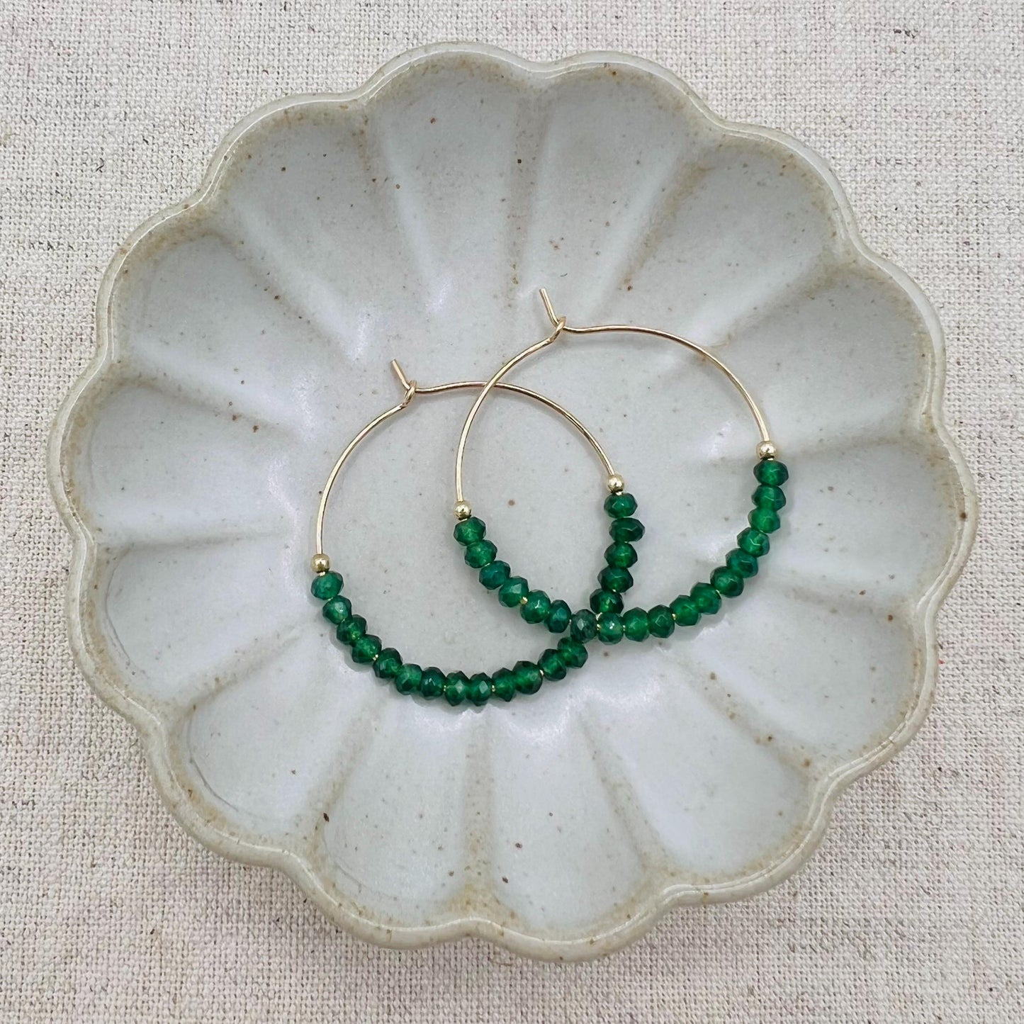 Gemstone Hoop Earrings | 14k Gold-filled