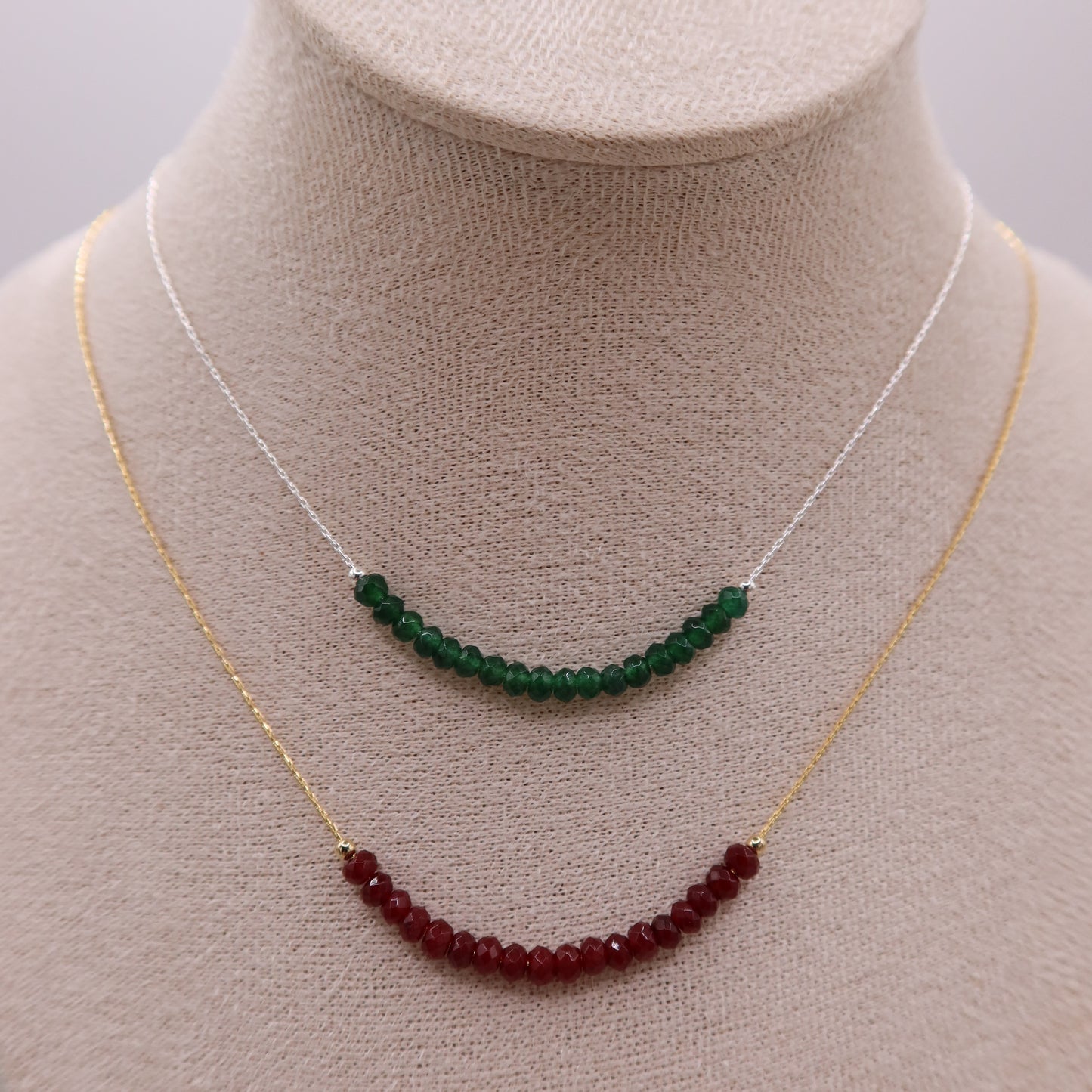 Holiday Sparkle Necklace | 14k Gold-filled | Sterling Silver & Jade Gemstones