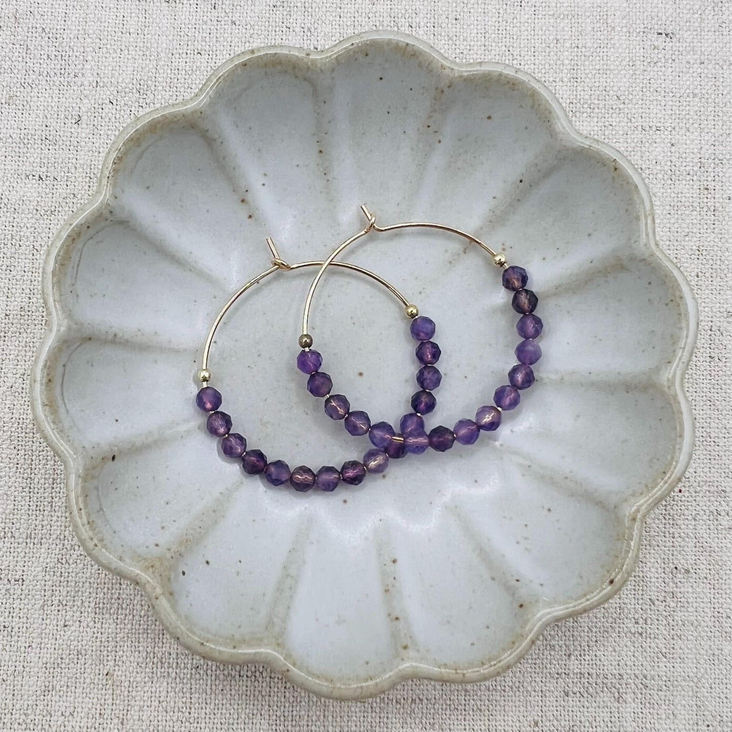 Gemstone Hoop Earrings | 14k Gold-filled