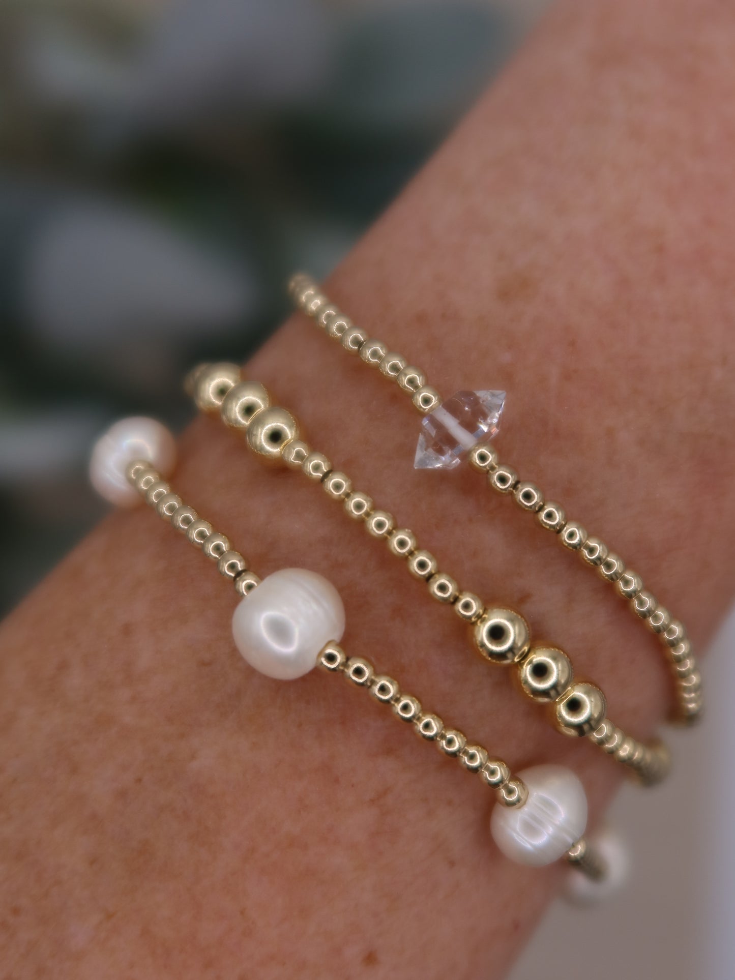 Gold, Pearls & Diamond Trio | 14k Gold-filled