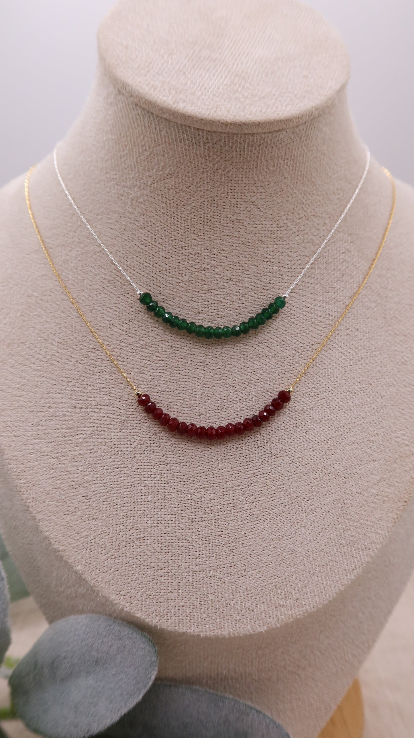 Holiday Sparkle Necklace | 14k Gold-filled | Sterling Silver & Jade Gemstones