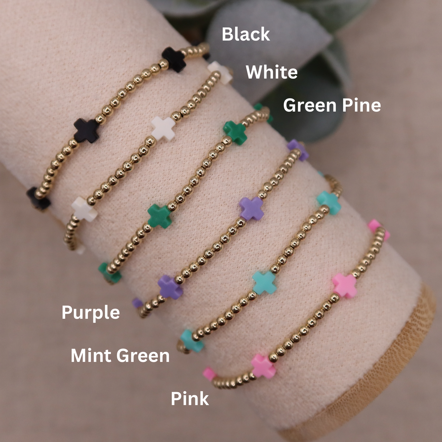 Cross Confetti Bracelet | 14k Gold-filled & Coral Cross